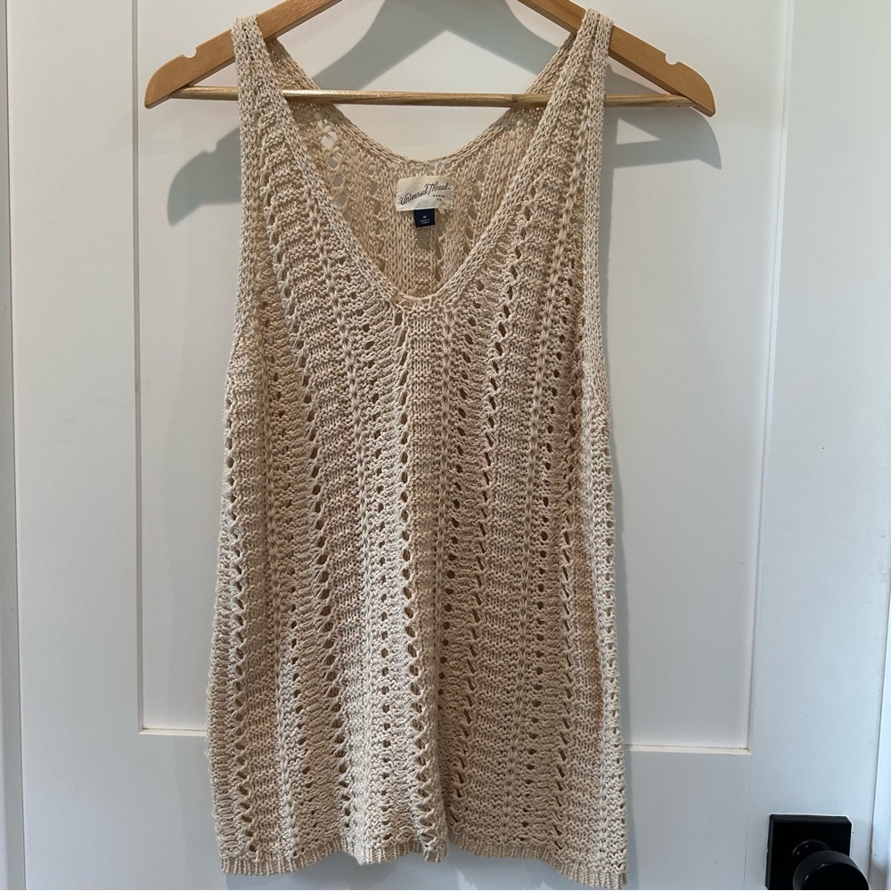 Universal Thread Beige Open Crochet Knit Tank